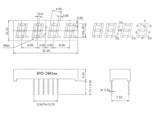 BYD-2841AD 0.28 INCH FOUR DIGIT - Led Display - 1