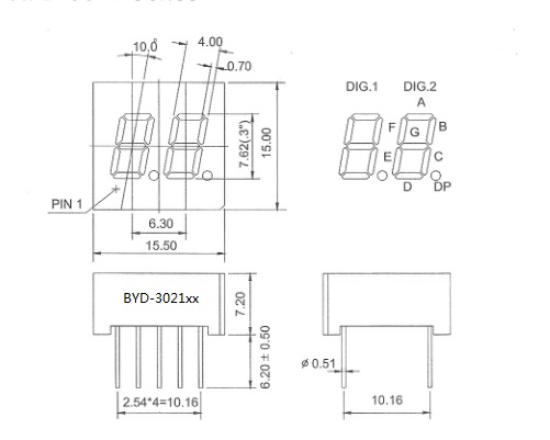 BYD-3021AH 0.3INCH DUAL DIGIT - Led Display - 1