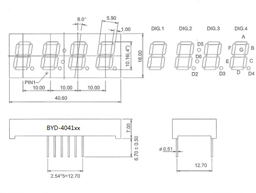 BYD-4041AG 0.4 INCH FOUR DIGIT - Led Display - 1