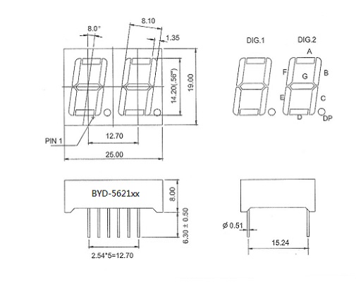 BYD-5621BH 0.5 INCH DUAL DIGIT - Led Display - 1